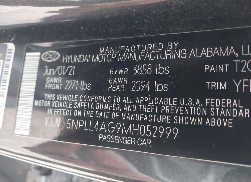 Photo 9 of 2021 Hyundai Elantra SE (VIN 5NPLL4AG9MH052999)
