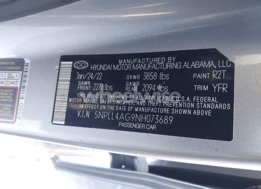 Photo 9 of 2022 Hyundai Elantra SE (VIN 5NPLL4AG9NH073689)