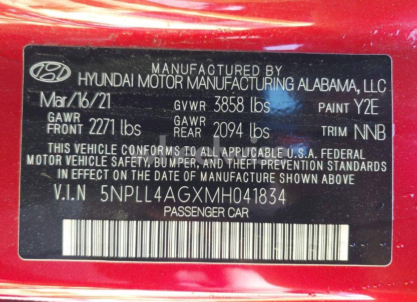 Photo 9 of 2021 Hyundai Elantra SE (VIN 5NPLL4AGXMH041834)