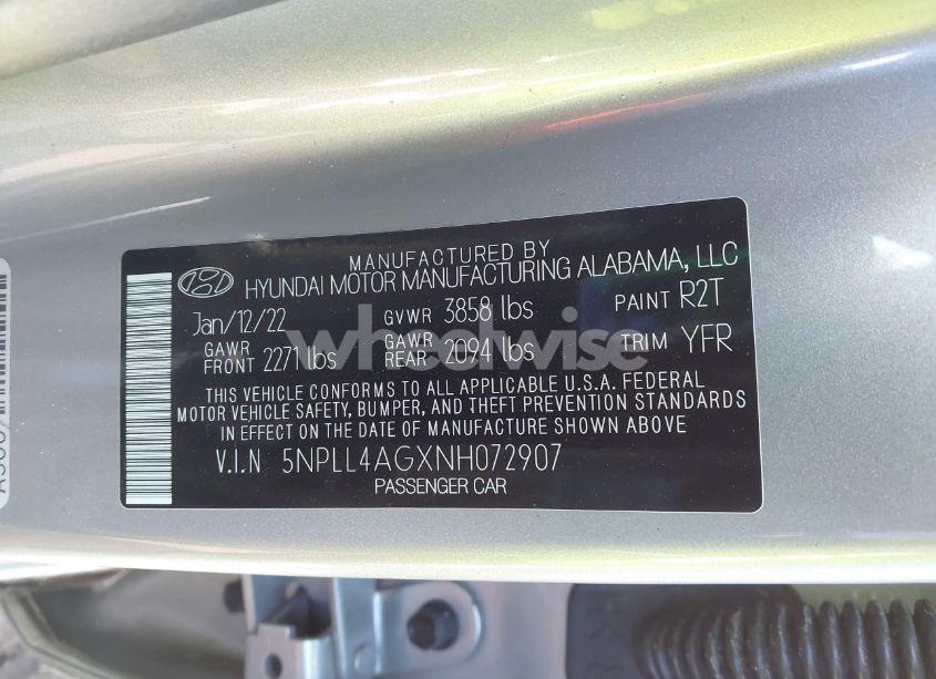 Photo 9 of 2022 Hyundai Elantra SE (VIN 5NPLL4AGXNH072907)