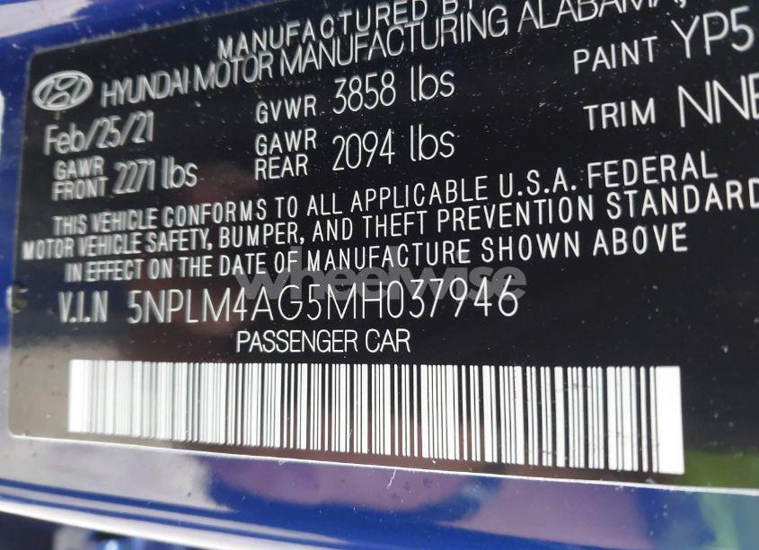 Photo 9 of 2021 Hyundai Elantra SEL (VIN 5NPLM4AG5MH037946)