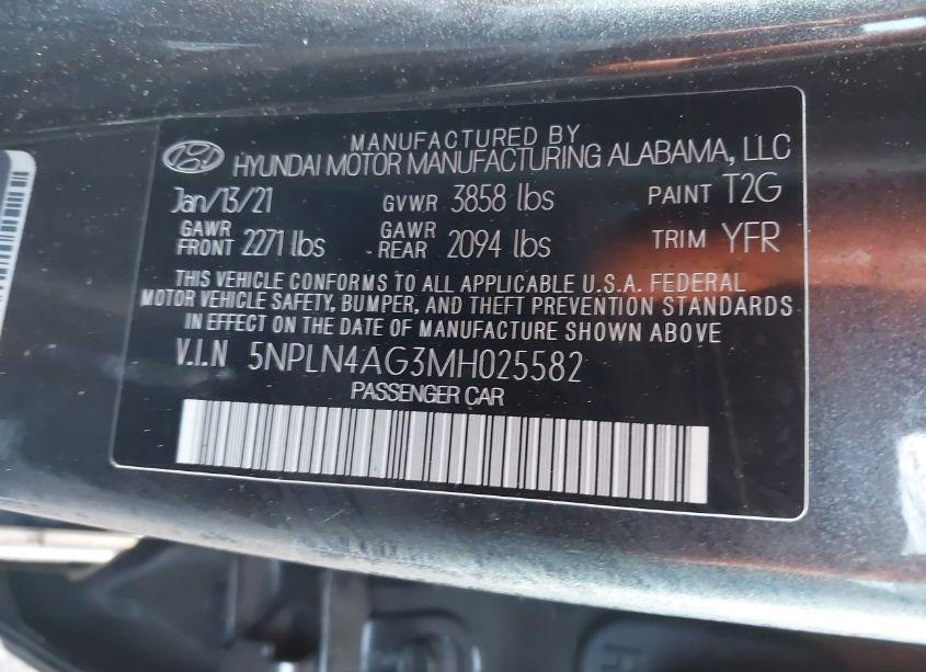 Photo 9 of 2021 Hyundai Elantra SEL (VIN 5NPLN4AG3MH025582)
