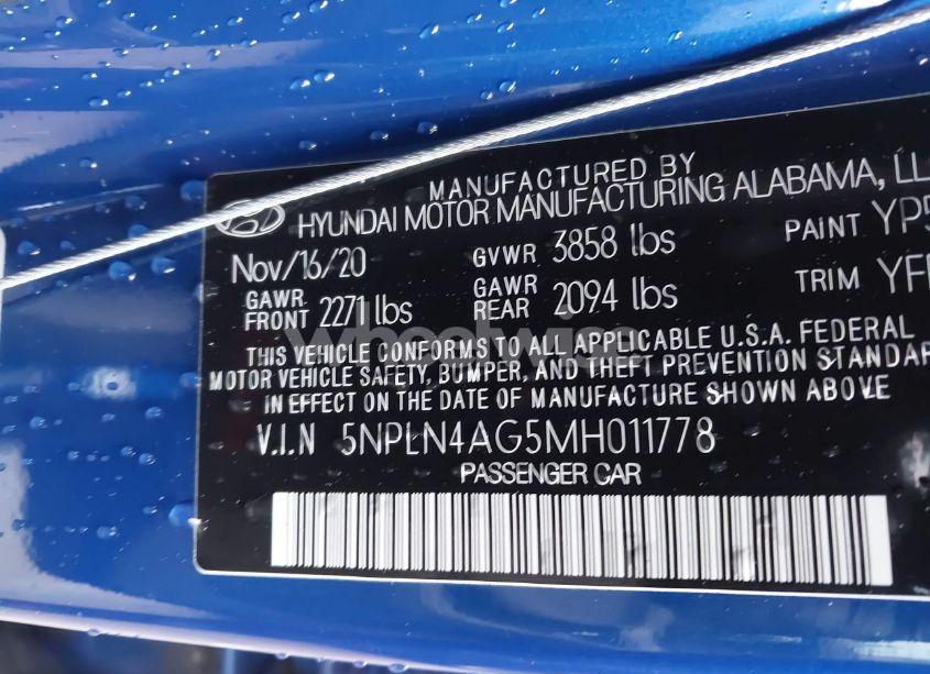 Photo 9 of 2021 Hyundai Elantra SEL (VIN 5NPLN4AG5MH011778)