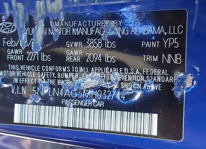 Photo 9 of 2021 Hyundai Elantra SEL (VIN 5NPLN4AG5MH032744)