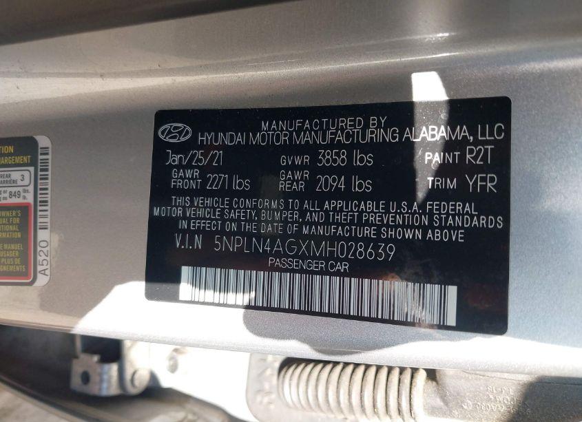 Photo 9 of 2021 Hyundai Elantra SEL (VIN 5NPLN4AGXMH028639)