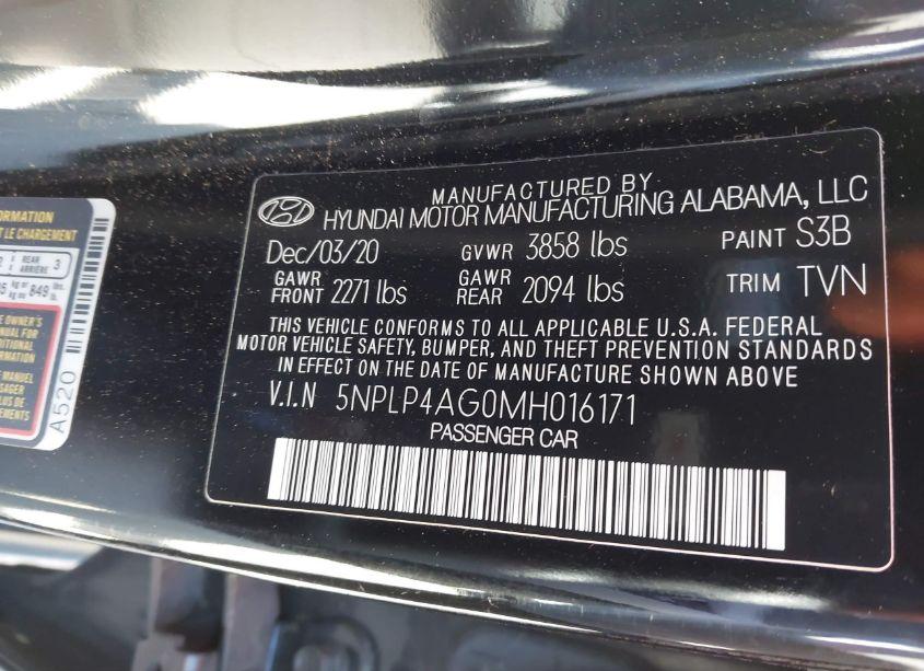 Photo 9 of 2021 Hyundai Elantra LIMITED (VIN 5NPLP4AG0MH016171)