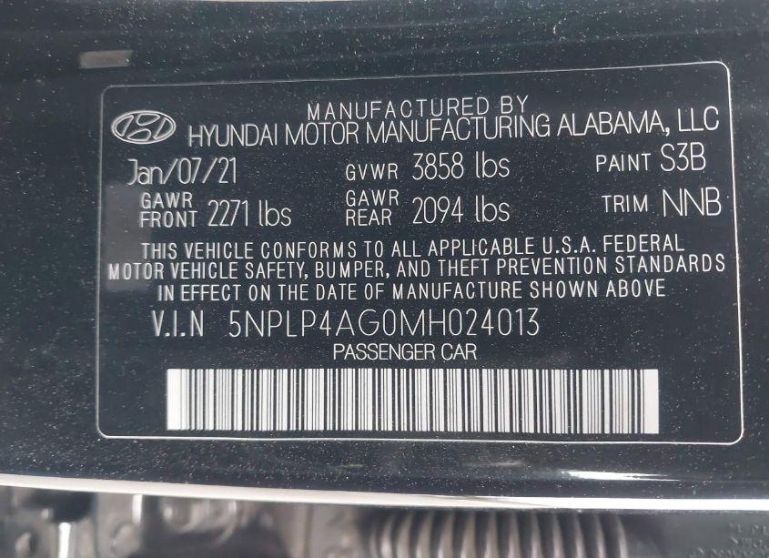 Photo 9 of 2021 Hyundai Elantra LIMITED (VIN 5NPLP4AG0MH024013)