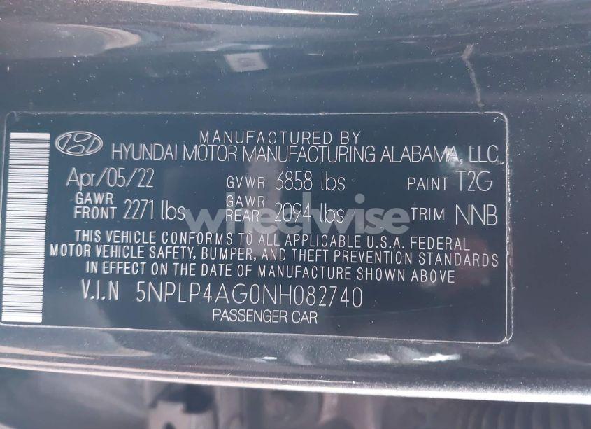 Photo 9 of 2022 Hyundai Elantra LIMITED (VIN 5NPLP4AG0NH082740)