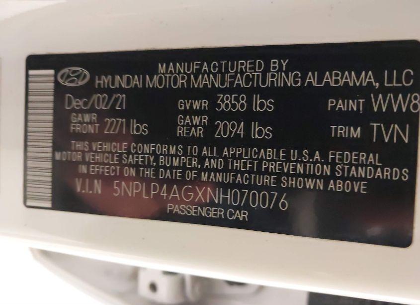 Photo 9 of 2022 Hyundai Elantra LIMITED (VIN 5NPLP4AGXNH070076)