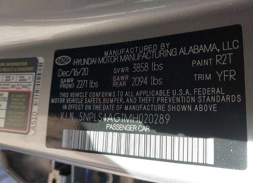 Photo 9 of 2021 Hyundai Elantra SEL (VIN 5NPLS4AG1MH020289)