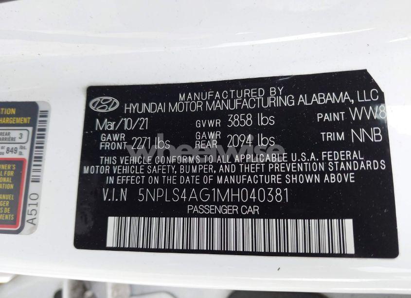 Photo 9 of 2021 Hyundai Elantra SEL (VIN 5NPLS4AG1MH040381)