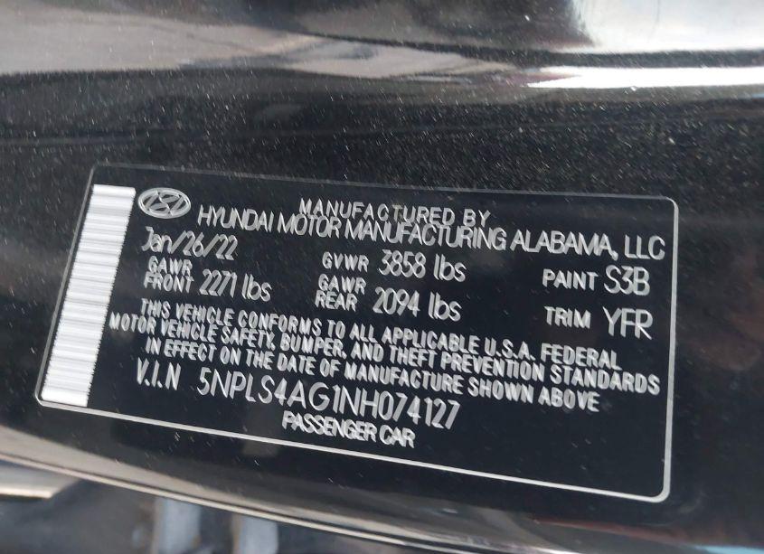 Photo 9 of 2022 Hyundai Elantra SEL (VIN 5NPLS4AG1NH074127)