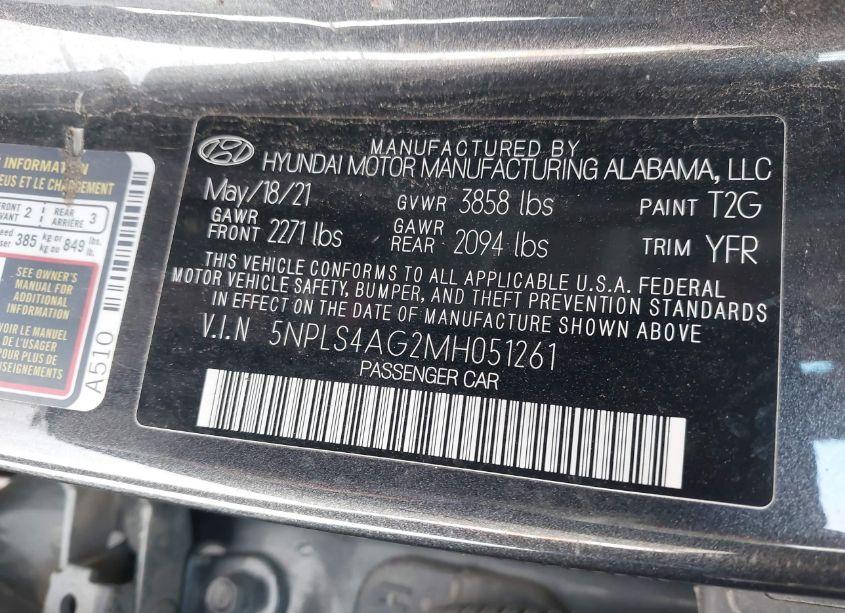 Photo 9 of 2021 Hyundai Elantra SEL (VIN 5NPLS4AG2MH051261)
