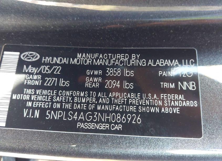 Photo 9 of 2022 Hyundai Elantra SEL (VIN 5NPLS4AG3NH086926)
