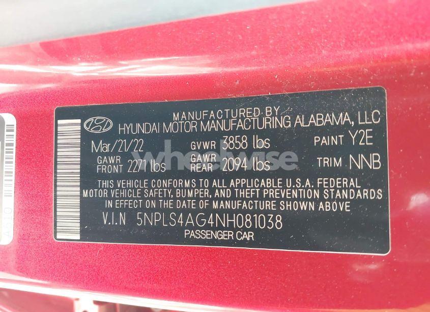 Photo 9 of 2022 Hyundai Elantra SEL (VIN 5NPLS4AG4NH081038)