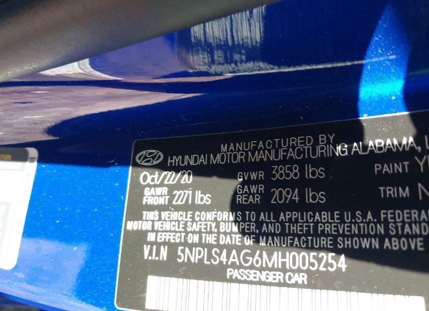 Photo 9 of 2021 Hyundai Elantra SEL (VIN 5NPLS4AG6MH005254)