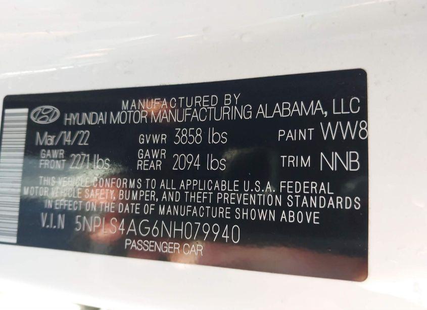 Photo 9 of 2022 Hyundai Elantra SEL (VIN 5NPLS4AG6NH079940)