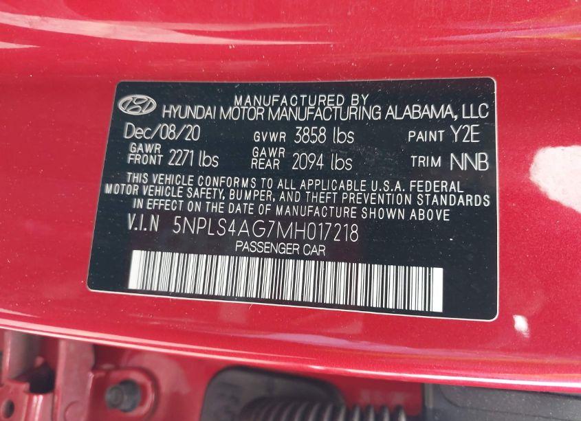 Photo 9 of 2021 Hyundai Elantra SEL (VIN 5NPLS4AG7MH017218)