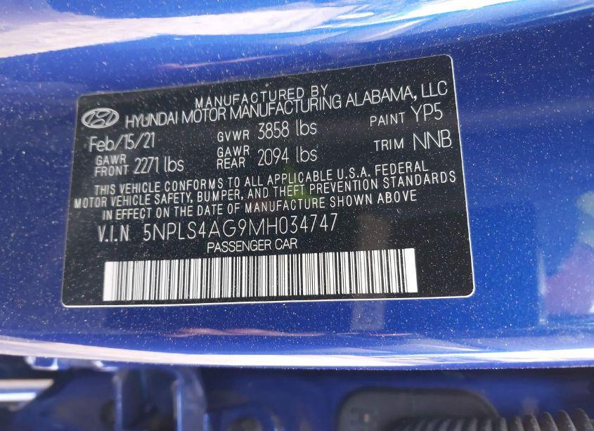 Photo 9 of 2021 Hyundai Elantra SEL (VIN 5NPLS4AG9MH034747)