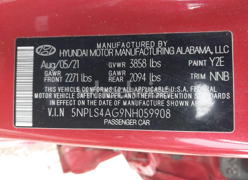 Photo 9 of 2022 Hyundai Elantra SEL (VIN 5NPLS4AG9NH059908)