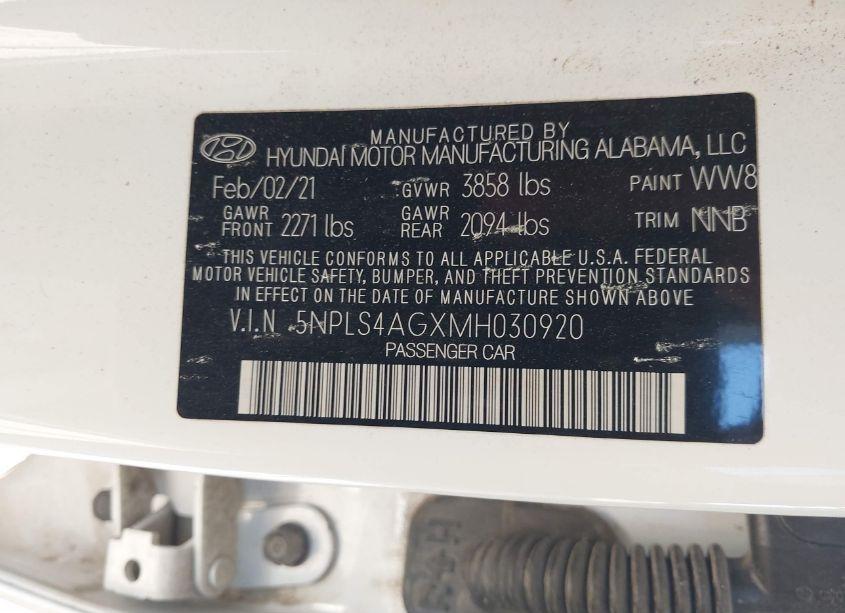 Photo 9 of 2021 Hyundai Elantra SEL (VIN 5NPLS4AGXMH030920)