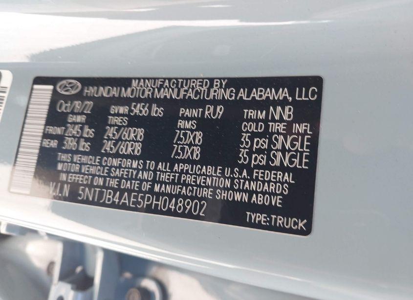 Photo 9 of 2023 Hyundai Santa CRUZ SEL (VIN 5NTJB4AE5PH048902)