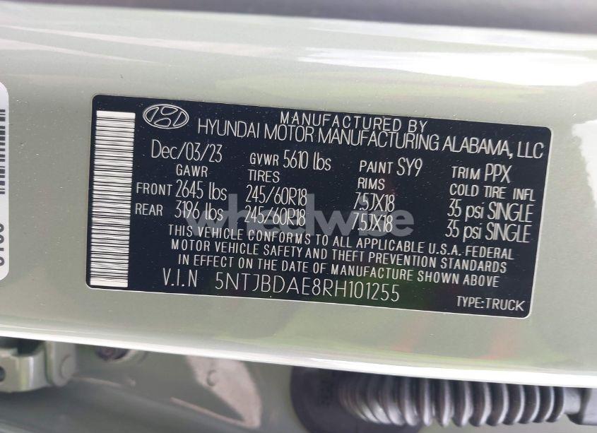 Photo 9 of 2024 Hyundai Santa CRUZ SEL (VIN 5NTJBDAE8RH101255)