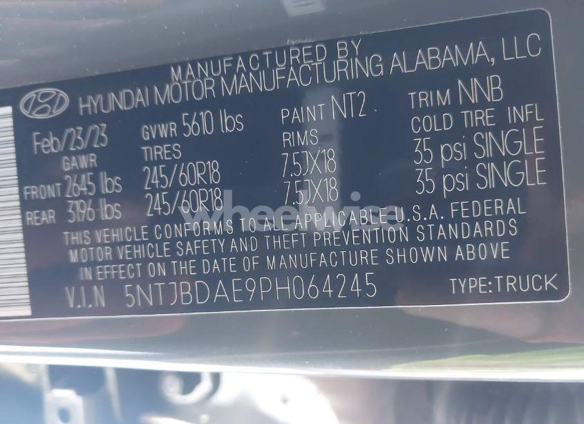 Photo 9 of 2023 Hyundai Santa CRUZ SEL (VIN 5NTJBDAE9PH064245)