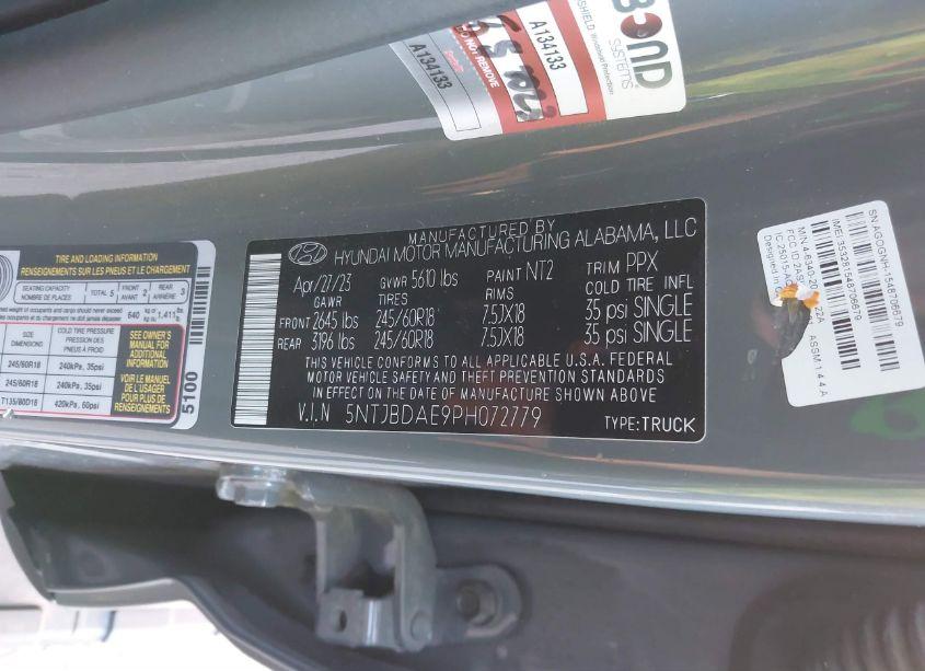 Photo 9 of 2023 Hyundai Santa CRUZ SEL (VIN 5NTJBDAE9PH072779)