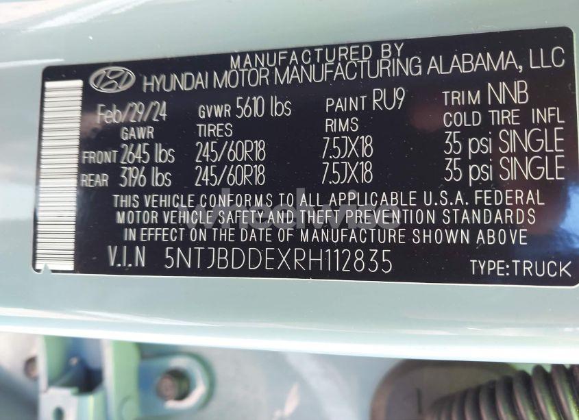 Photo 9 of 2024 Hyundai Santa CRUZ SEL (VIN 5NTJBDDEXRH112835)