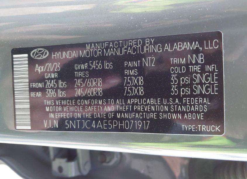 Photo 9 of 2023 Hyundai Santa CRUZ SEL (VIN 5NTJC4AE5PH071917)