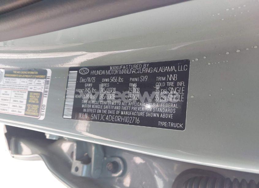 Photo 9 of 2024 Hyundai Santa CRUZ SEL (VIN 5NTJC4DE0RH102716)