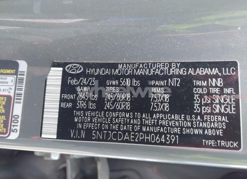 Photo 9 of 2023 Hyundai Santa CRUZ SEL (VIN 5NTJCDAE2PH064391)