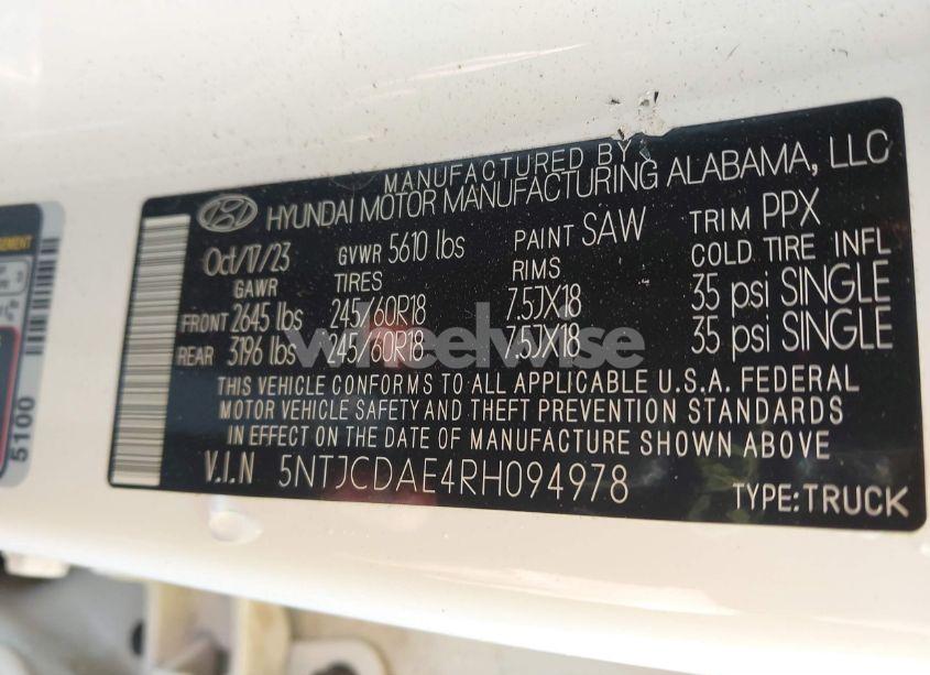 Photo 9 of 2024 Hyundai Santa CRUZ SEL (VIN 5NTJCDAE4RH094978)