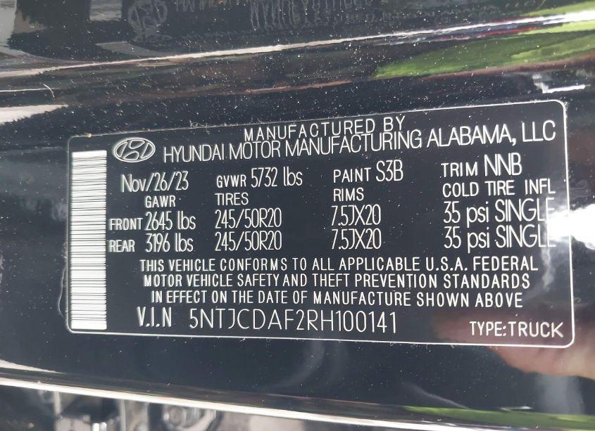 Photo 9 of 2024 Hyundai Santa CRUZ NIGHT (VIN 5NTJCDAF2RH100141)