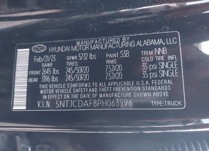 Photo 9 of 2023 Hyundai Santa CRUZ NIGHT (VIN 5NTJCDAF8PH063996)