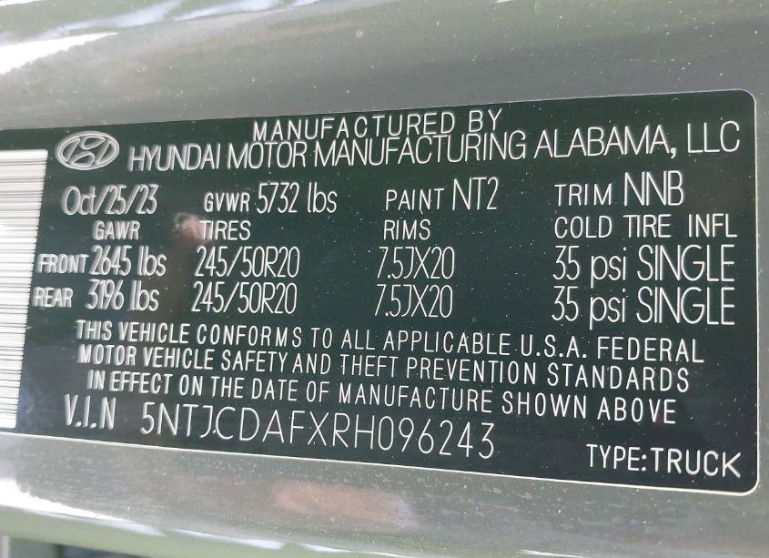 Photo 9 of 2024 Hyundai Santa CRUZ NIGHT (VIN 5NTJCDAFXRH096243)