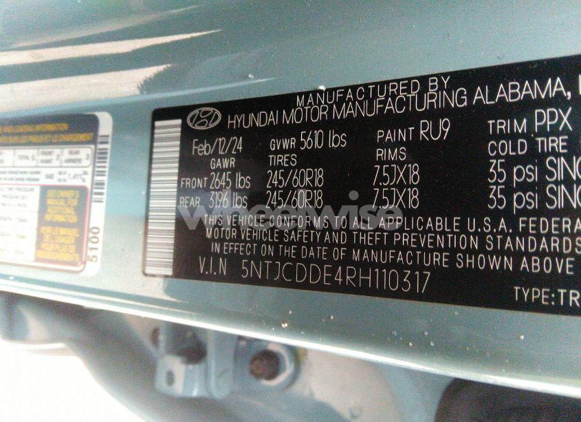 Photo 9 of 2024 Hyundai Santa CRUZ SEL (VIN 5NTJCDDE4RH110317)