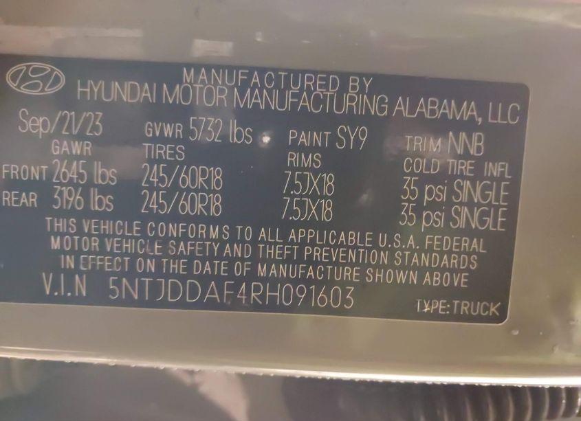 Photo 9 of 2024 Hyundai Santa CRUZ XRT (VIN 5NTJDDAF4RH091603)