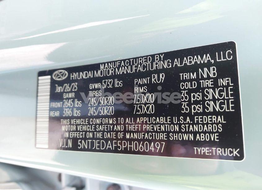 Photo 9 of 2023 Hyundai Santa CRUZ LIMITED (VIN 5NTJEDAF5PH060497)