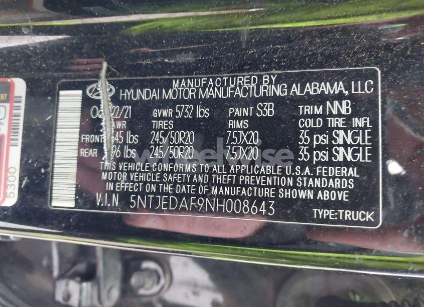 Photo 9 of 2022 Hyundai Santa CRUZ LIMITED (VIN 5NTJEDAF9NH008643)