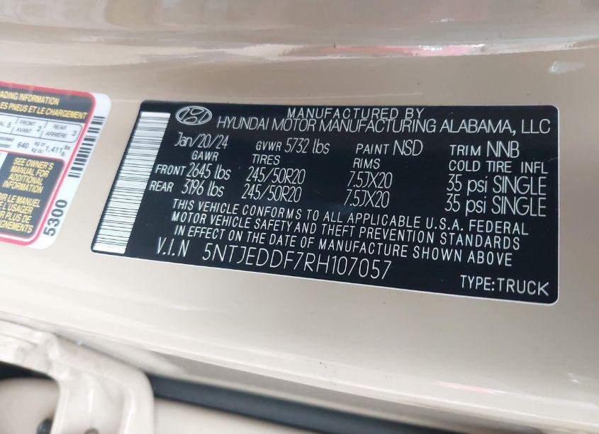 Photo 9 of 2024 Hyundai Santa CRUZ LIMITED (VIN 5NTJEDDF7RH107057)