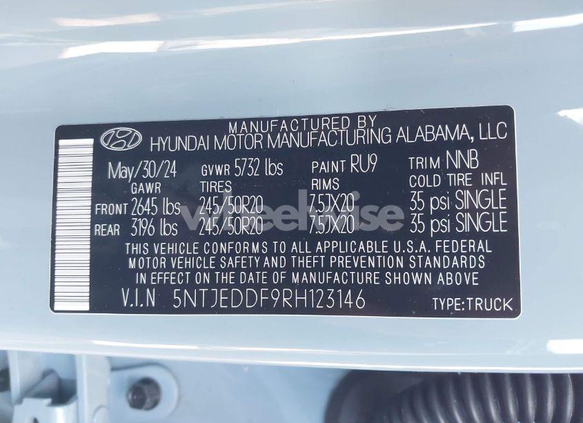 Photo 9 of 2024 Hyundai Santa CRUZ LIMITED (VIN 5NTJEDDF9RH123146)