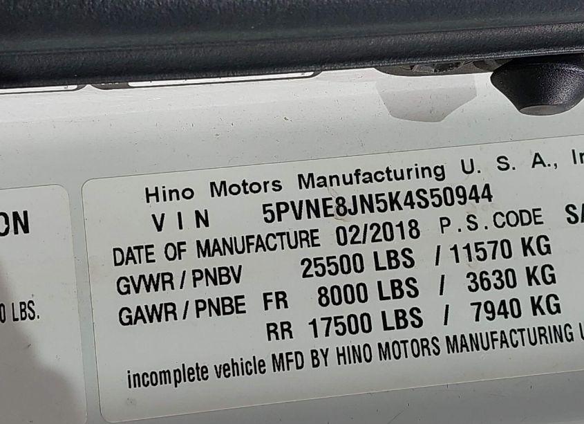 Photo 8 of 2019 Hino 238/258/268 (VIN 5PVNE8JN5K4S50944)