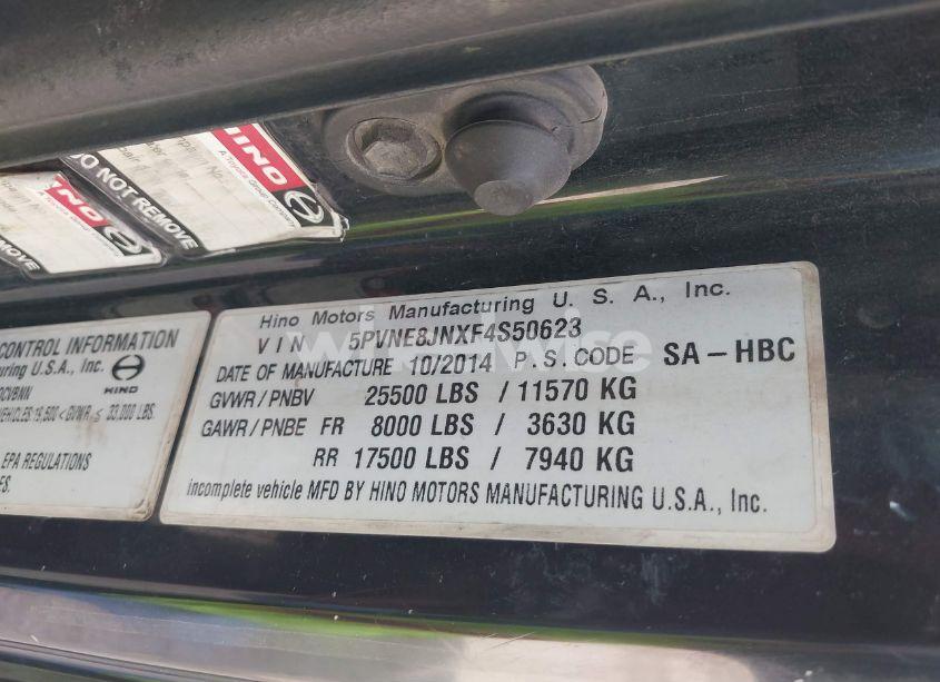 Photo 8 of 2015 Hino 258/268 (VIN 5PVNE8JNXF4S50623)