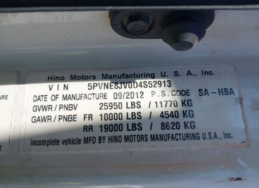 Photo 8 of 2013 Hino 258/268 (VIN 5PVNE8JV0D4S52913)