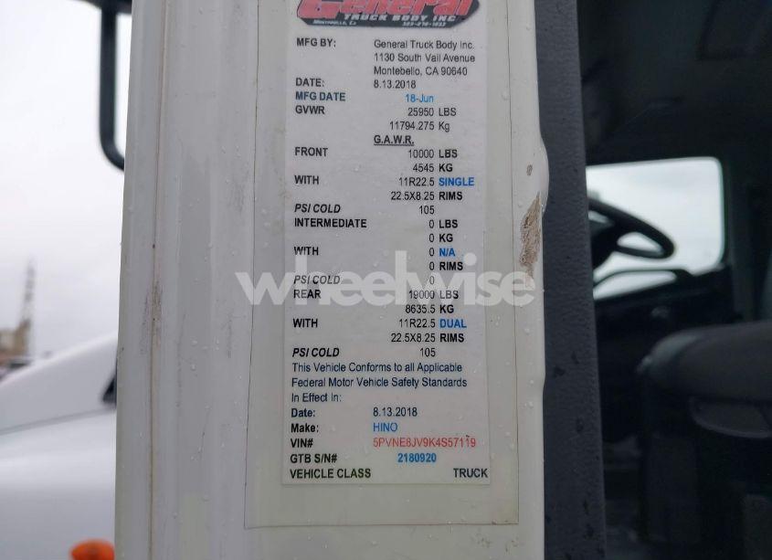 Photo 8 of 2019 Hino 238/258/268 (VIN 5PVNE8JV9K4S57119)