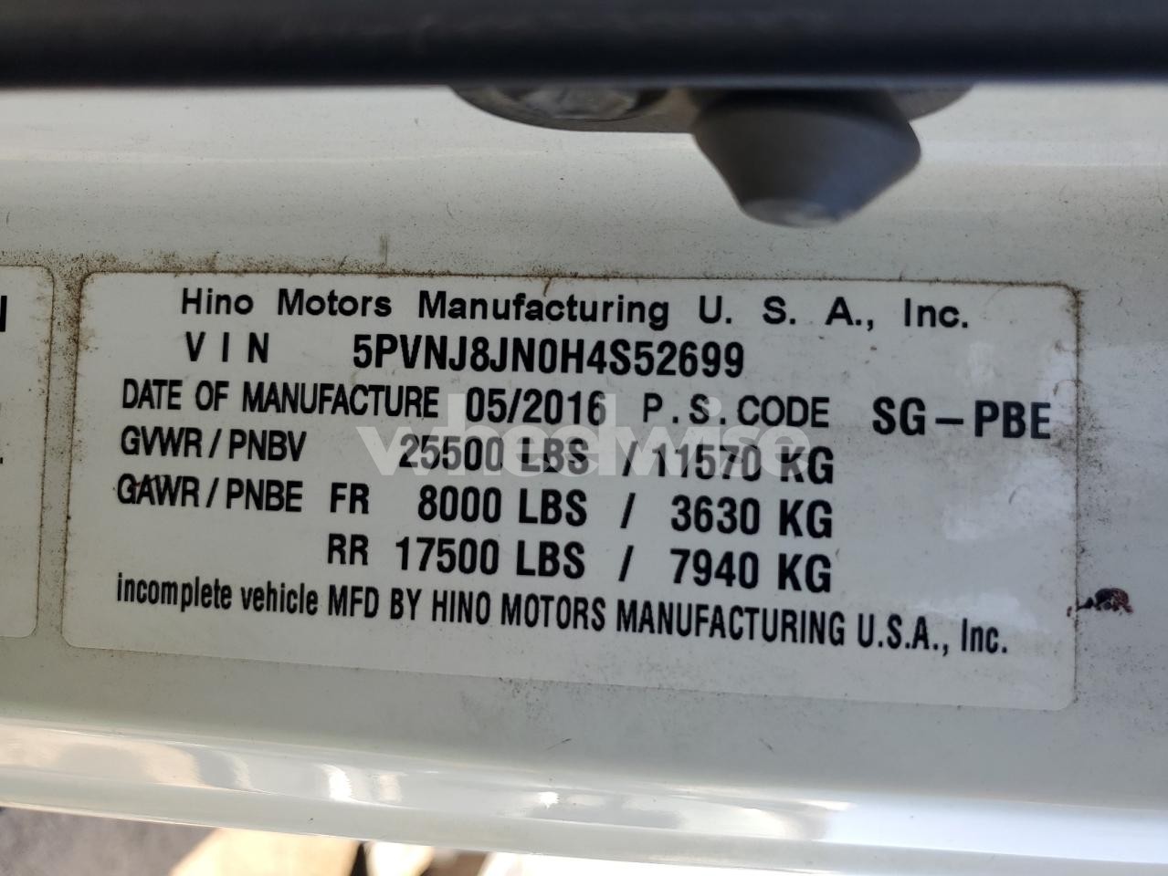 Photo 10 of 2017 HINO 258/268 (VIN 5PVNJ8JN0H4S52699)