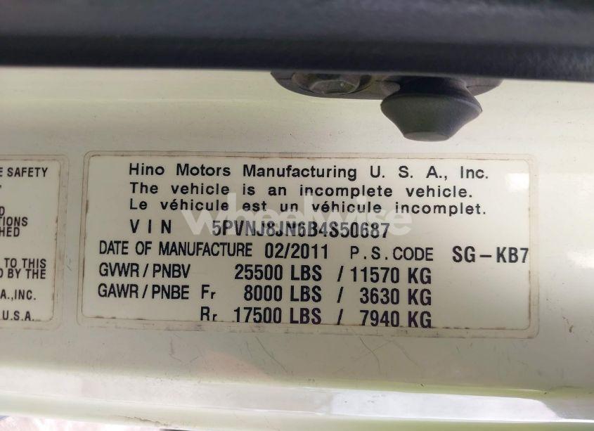 Photo 8 of 2011 Hino 258/268 (VIN 5PVNJ8JN6B4S50687)