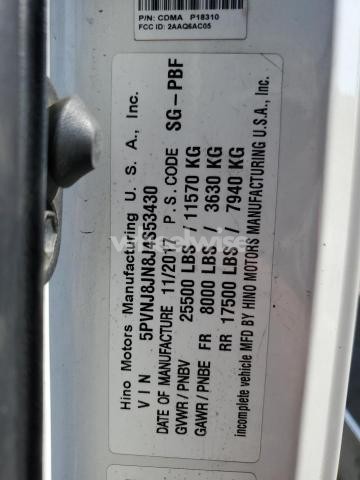 Photo 4 of 2018 HINO 258/268 (VIN 5PVNJ8JN8J4S53430)